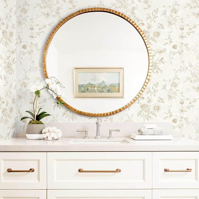 Ismoon Peel and Stick Wallpaper Floral Vintage Stick on Wall Paper Beige French - Image 3