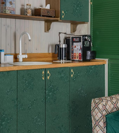 Dark Green Wallpaper Embossed Floral Peel and Stick Wallpaper 118inL78.7inW - Image 6
