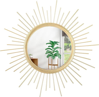 Gold Sunburst Mirrors for Wall Decorative Metal Round Art Mirrors Large Wall by HLFMVWE