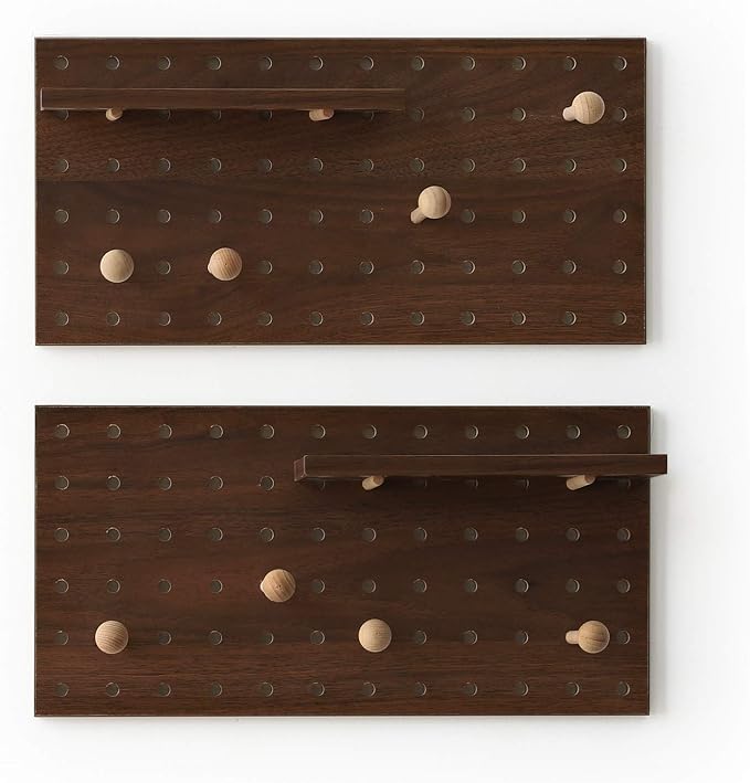 Wooden Pegboard Modular Display Organization Storage Wall Hooks Shelf - Image 2