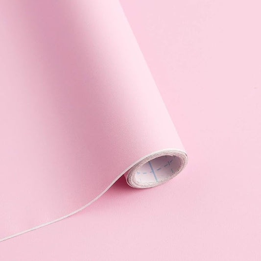 118"x17.7" Pink Peel and Stick Wallpaper Solid Color Contact Paper by SAFIYYA