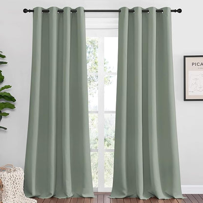 NICETOWN Greyish Green Blackout Curtains 102" Long by NICETOWN