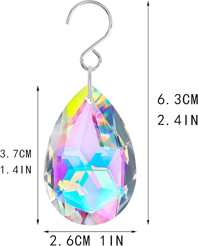 10pcs 38mm Suncatcher Crystal Teardrops Chandelier Parts,Chandelier Crystal Prisms Pendants with Hook,Hanging Crystals for Lamp Window Christmas Tree Decoration(AB Colors)