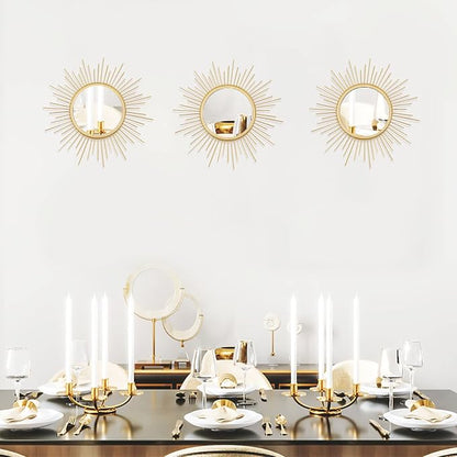 3 Pack Metal Mirrors for Wall Sunburst Wall Mirrors Home Décor Decorative - Image 6