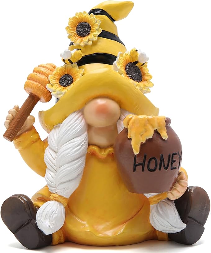 Hodao Bumble Bee Spring Gnome Decorations Honey Bee Gnomes Ornaments World Bee Day Decorations Gifts Summer Gnomes Figurines Honey Bee for Garden Decor Bee Birthday Gifts for Mom, Women, Grandma