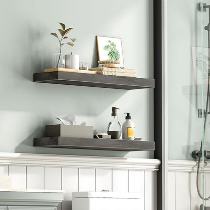HOOBRO Floating Shelves for Wall, Wall Mounted Shelf Set of 2, 23.6" Hanging - Image 6
