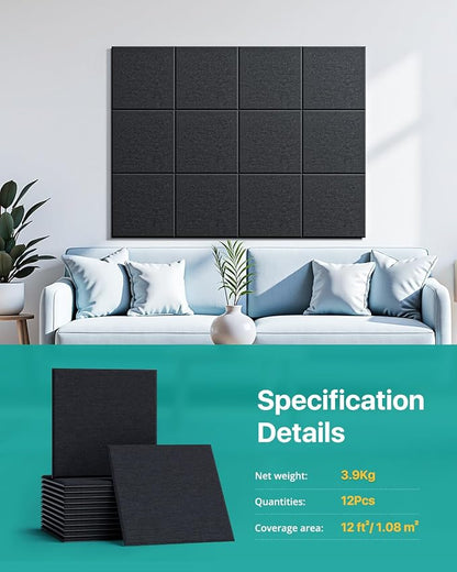 Soundsbay Mass Loaded Vinyl, Soundproof Wall Panels Self-Adhesive, 12 Pack - Image 2