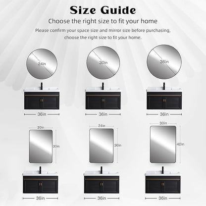 CULER Round White Bathroom 24 Inch Mirror, Circle Wall Modern Mirror - Image 6