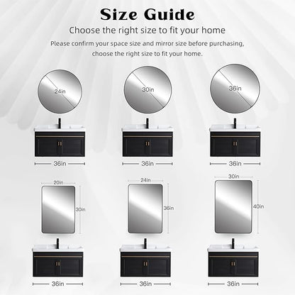 CULER Round White Bathroom 24 Inch Mirror, Circle Wall Modern Mirror - Image 6