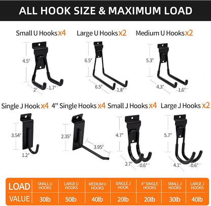 Slatwall Accessories 22 PCS Heavy Duty Garage Hooks Slatwall Panel Hooks Slat - Image 4