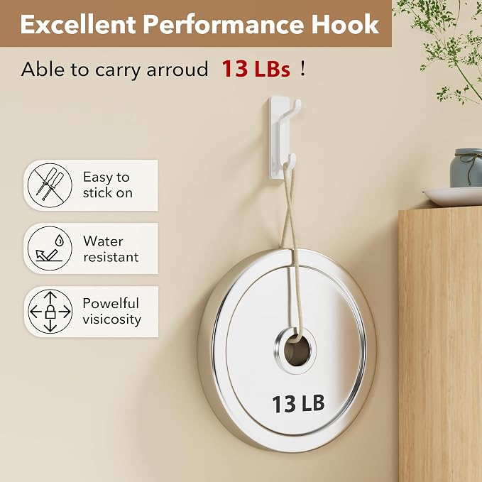 pickpiff Wall Hooks for Coat and Towel: 13LB Strong Adhesive Door Hanger Stick - Image 2
