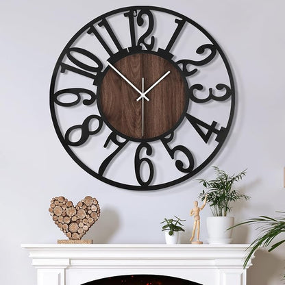 Large Wall Clock for Living Room Decor, 20 Inch Non Ticking Silent, Battery by ArtfulClocksBeautifulMoments