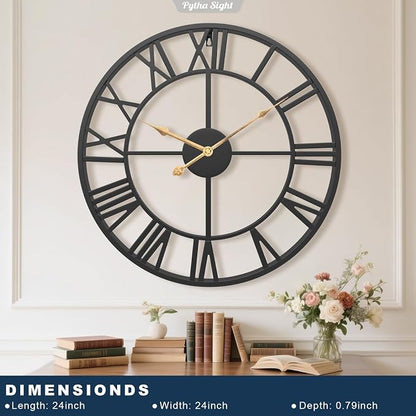 Pytha Sight 24 Inch Large Oversized Farmhouse Modern Decorative Wall Clock - Image 2