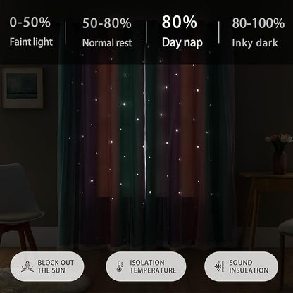 XiDi Curtains for Bedroom Decor, Kids Room Curtains for Girls Rainbow Colour - Image 7