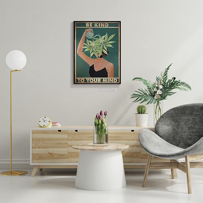 Vintage Be Kind To Your Mind Poster Mental Health Quote Canvas Wall Art Posters - Image 5