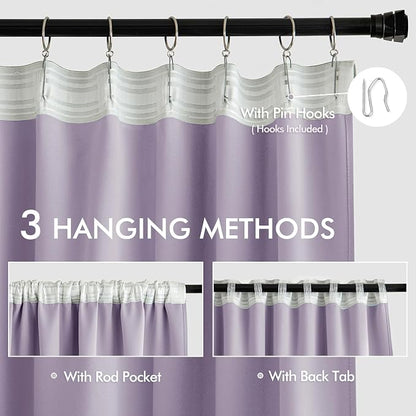 MIULEE Lilac Back Tab Blackout Curtains 108 Inch Long 2 Panels Set - Image 3