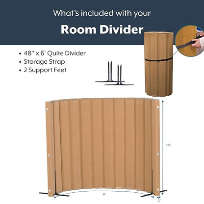 Angeles, Quiet Divider with Sound Sponge 48" x 6' Wall in Natural Tan, - Image 3