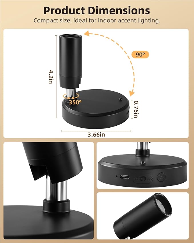 EZVALO Wireless LED Spotlights Indoor, 5500mAh Rechargeable Battery-Powered - Image 6