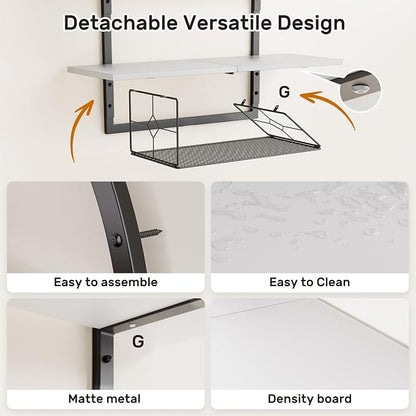 XLHOMO Floating Shelf for Wall- 31.5"x 24" 3+1 Tier White Bathroom Floating - Image 3
