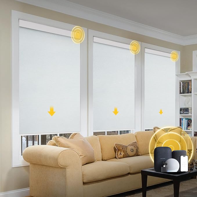 Motorized Blinds with Valance Cover Upgraded Smart Grasscloth Fabric Electric by Enjoyyoursmartlife