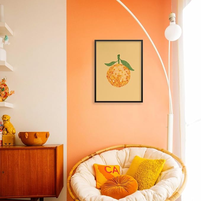 Retro Funky Orange Canvas Wall Art Fashion Disco Ball Aesthetic Posters 24X36 - Image 5