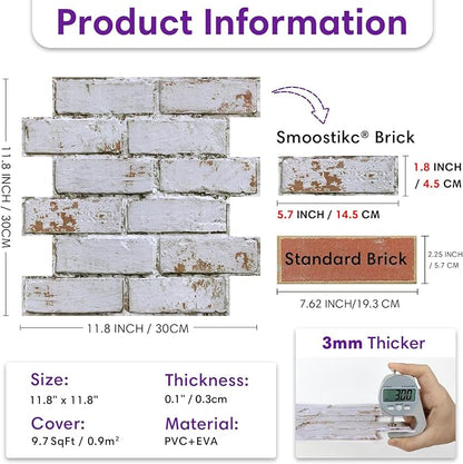 3D Faux Brick Wall Panels Peel and Stick, Small Brick-Look Textured Wall Sticker - Image 3