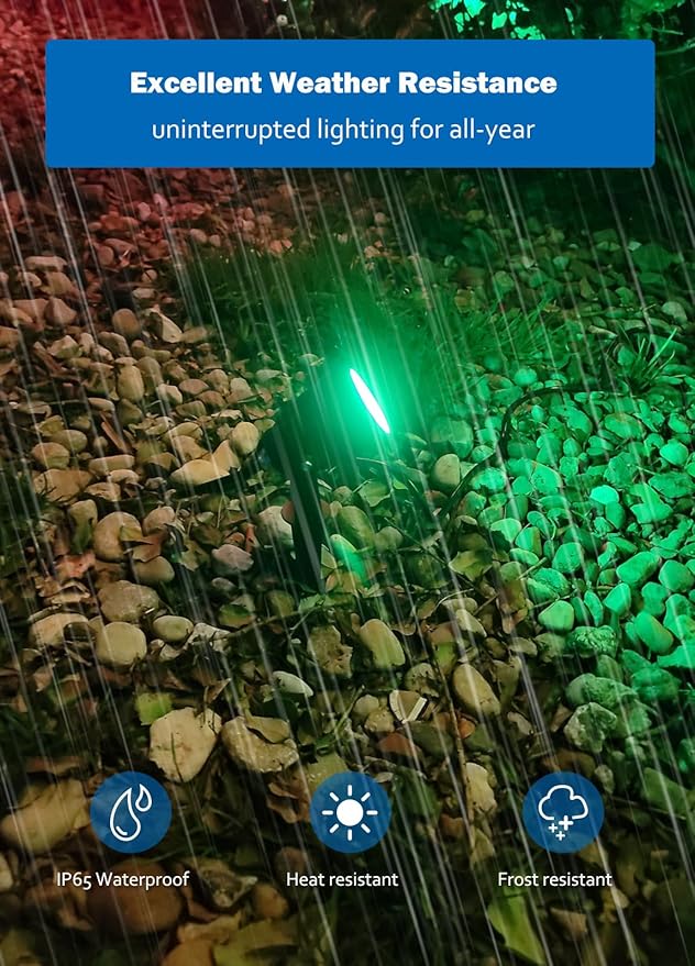 Halloween Christmas Spotlight Outdoor: 12W RGBW LED Spot Lights Outdoor with 16 Color Changing for Yard Garden Decor | 2 Pack of IP65 Waterproof 120V Plug in Landscape Lighting with Remote