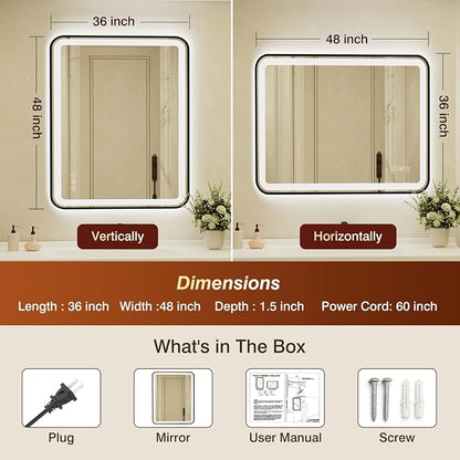 36x48 Inch LED Bathroom Mirror - Image 2