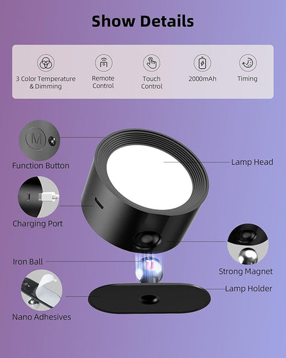 Wall Mounted Lights, 3 Pack Rechargeable RGB Color Changing Light, 3 Color - Image 7