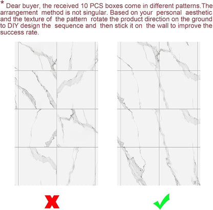 Chejiaye 10pcs Marble Peel and Stick Backsplash Waterproof Washroom Wall Panels - Image 8