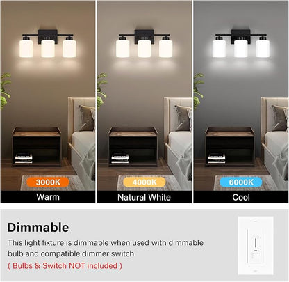 FonmYim Black Bathroom Light Fixtures, 3-Light Modern Vanity Light Over Mirror - Image 6