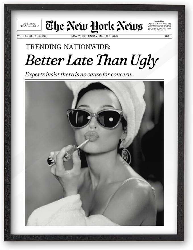 iHery Small Premium Natural Black OAK Wood 8x10in Audrey Hepburn Trendy Framed by iHery