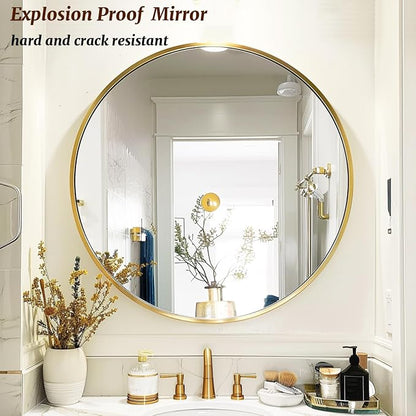Gold Round Mirror 16 inch, Round Bathroom Mirror, Wall Mirrors - Image 4