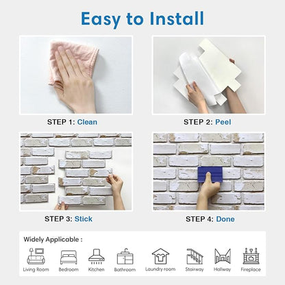 COMSTICKC 3D Faux Brick Wall Stickers Wall Panels, Small Brick Size, Thin PVC - Image 8