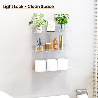 upsimples 4 Pack 15x6 Inches Acrylic Bathroom Shelves - Image 2
