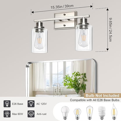 Unicozin 2 Light Bathroom Light Fixtures, Modern Vanity Lights Over Mirror - Image 3