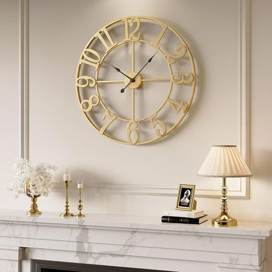 Large Wall Clock Gold Clocks for Living Room, 24 Inch Decorative Wall Clocks - Image 2