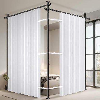 100% Blackout Room Divider Curtains Sets White W100 x L96 in 2 Panels No Drill by AJAZZ