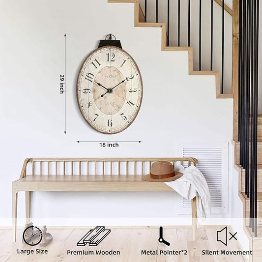 24" H x 18" W Large French Country Oval Wall Clock - Image 2