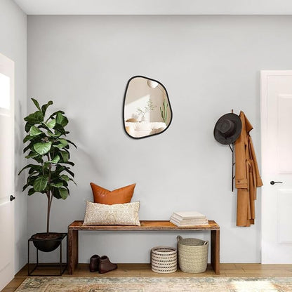 Black Asymmetrical Mirror Irregular Oval Wall Mirror Modern Wood Frame Unique - Image 5