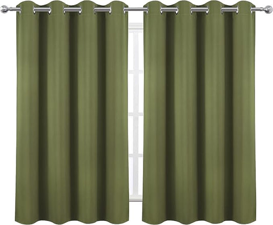 LEMOMO Blackout Curtains 52 x 45 inch/Olive Green Curtains Set of 2 - Image 2