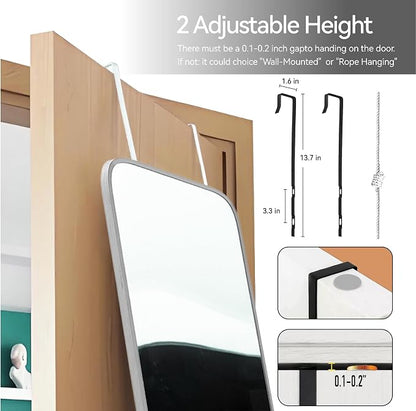 SCWF-GZ 57x16 Door Hanging Full Length Mirror, Floor Stand Wall Mounted Metal - Image 6