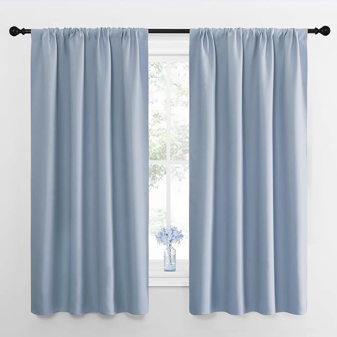 NICETOWN RV Blackout Curtains for Camper Windows, Vintage Blue, Short Blackout by NICETOWN