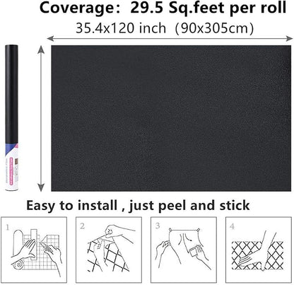 Arthome 35.4''x120'' Black Contact Paper, Self Adhesive Wallpaper Waterproof - Image 7