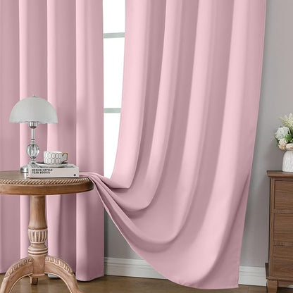 CUCRAF Light Pink Blackout Curtains 84 inch Length 2 Panels Set, Rod Pocket - Image 5