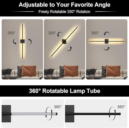 Battery Operated Wall Sconce, 3000K-6000K Dimmable Black Wall Lights - Image 6