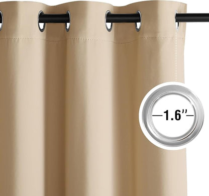 NICETOWN Blackout Curtains Grommet 2 Panels 72 Inches Long, Biscotti Beige - Image 4
