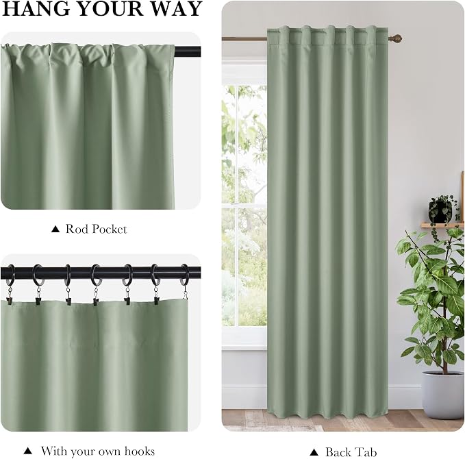 RYB HOME 100% Blackout Basement Curtains 30 inches Long, Heat & UV Blocking - Image 3
