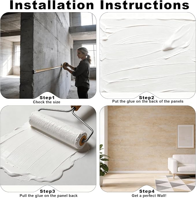 3D Wall Panels - 4PCS 47.2"x23.6" Faux Stone Wall Covering - MCM Modified Clay - Image 6