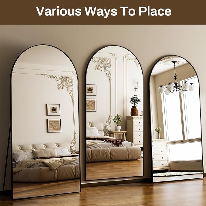 HARRITPURE 71"x30" Arched Full Length Mirror Free Standing Leaning Hanging - Image 8